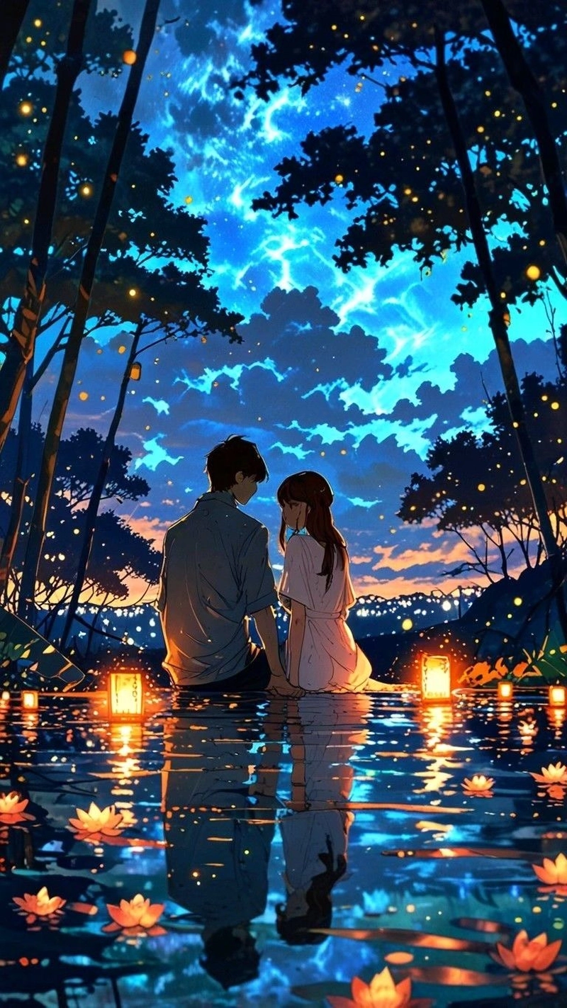 Ảnh anime cặp đôi nắm tay 4K