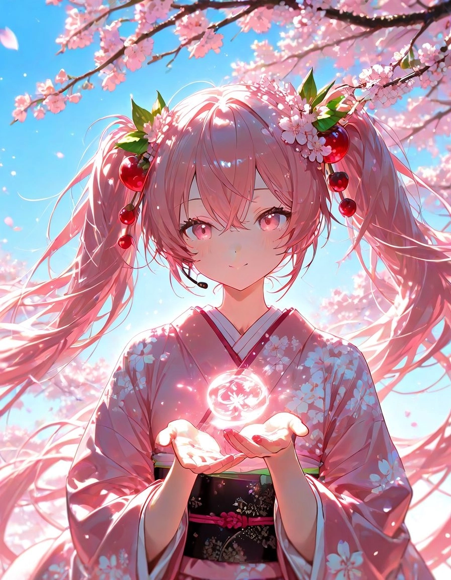 Ảnh anime girl toc hong long lay