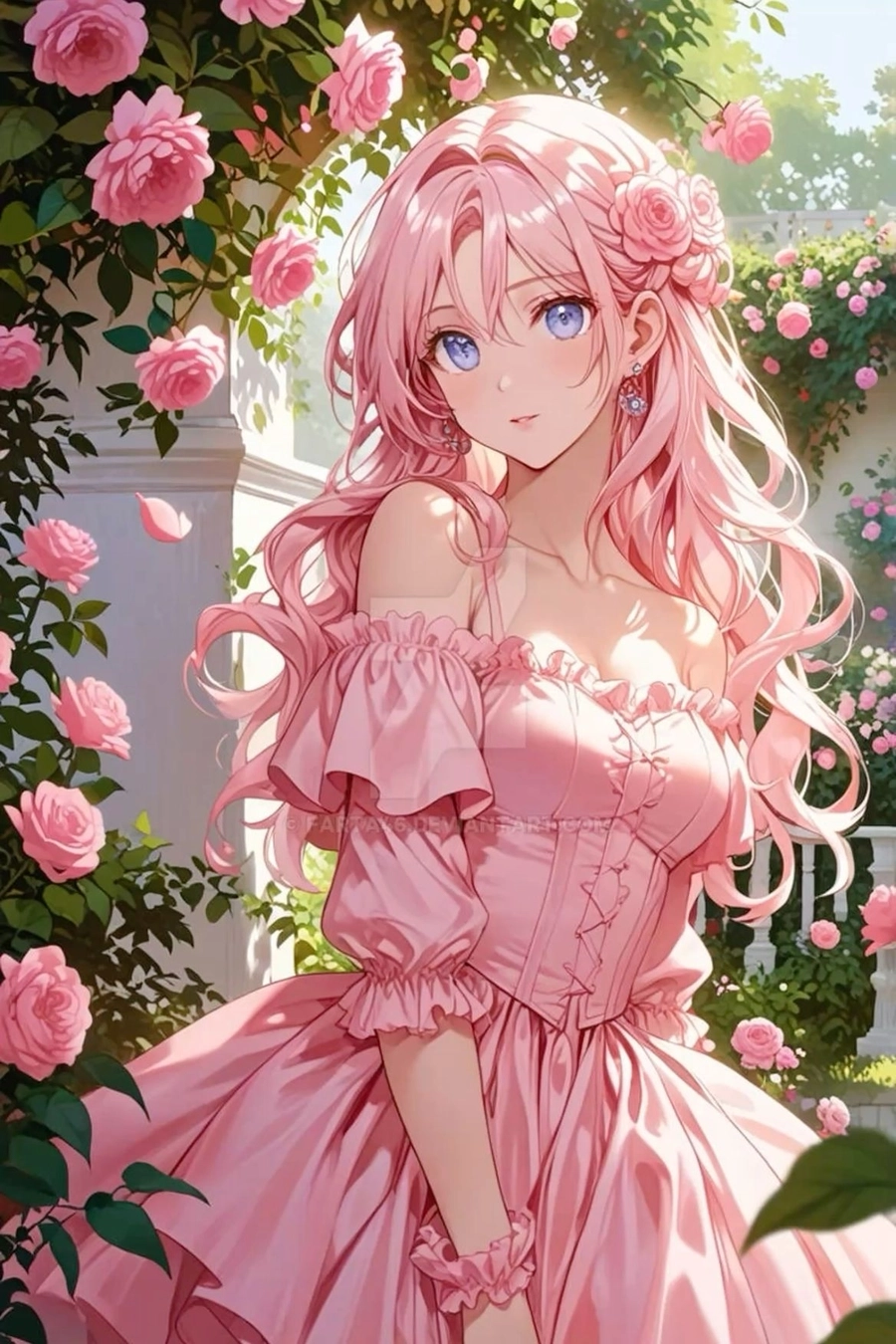 Ảnh gai anime toc hong