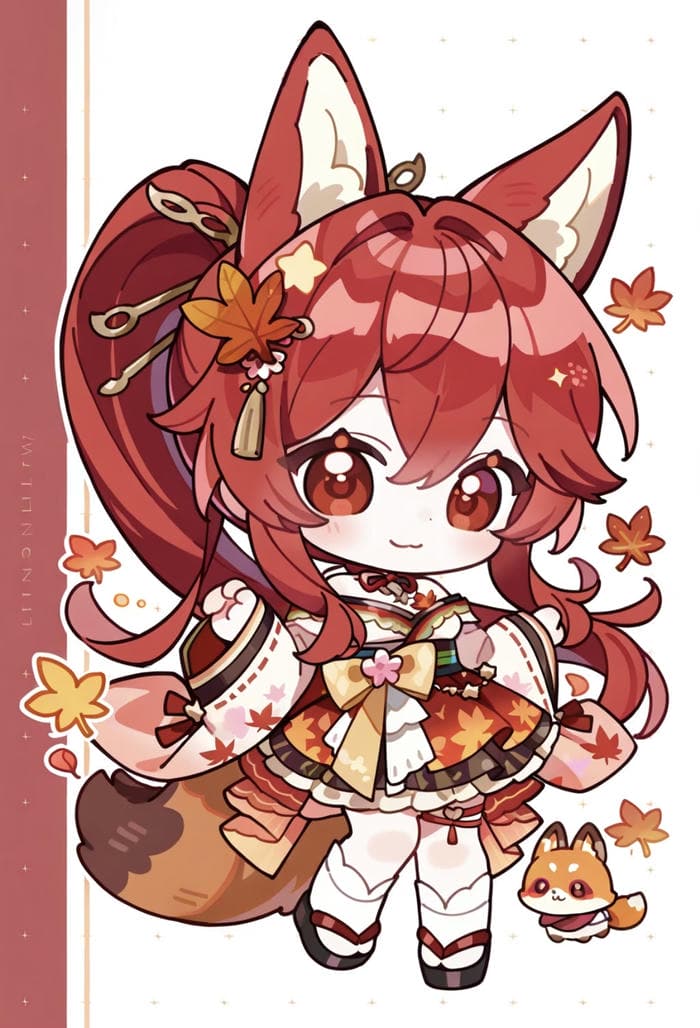 Bức ảnh ve chibi nu toc do tai cao dễ thương