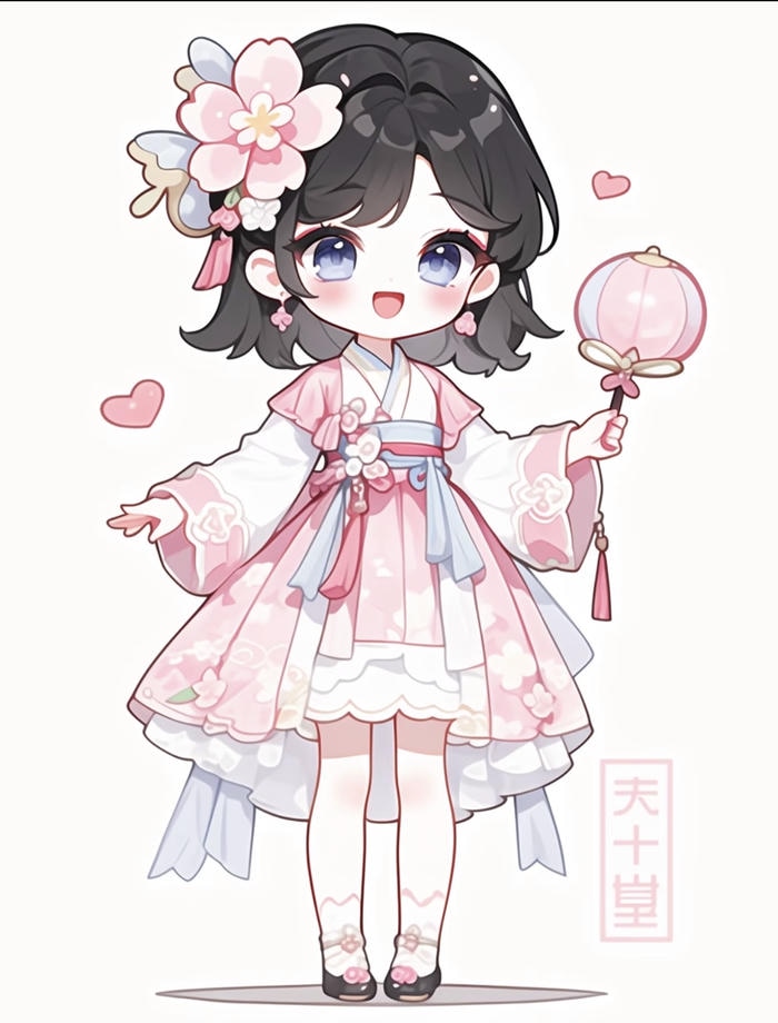 Chibi cô gái hoa ảnh dao dễ thương