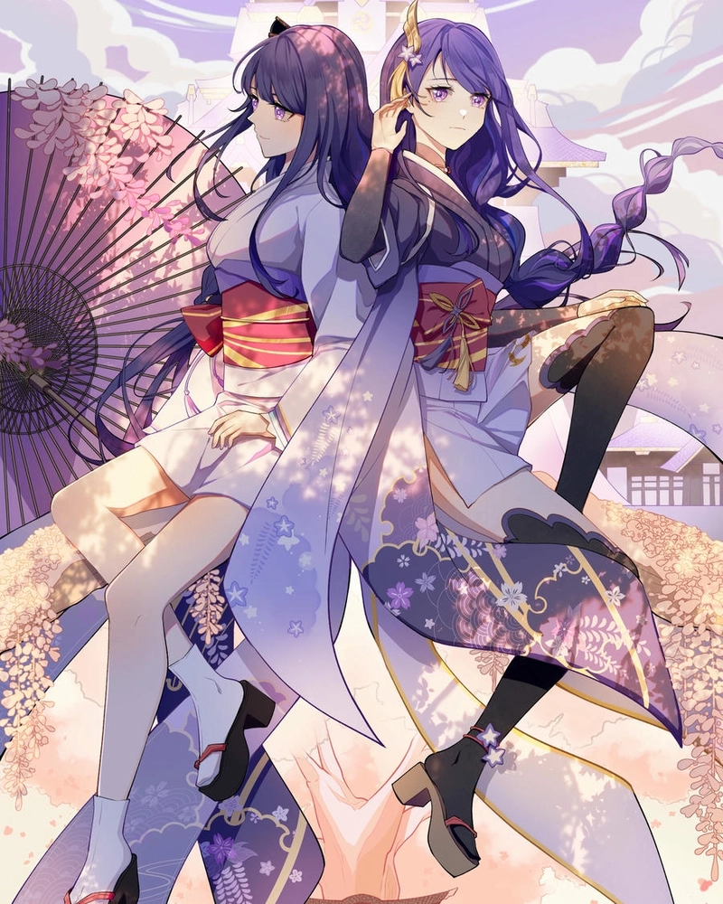 Hình Raiden Ei dễ thương anime style