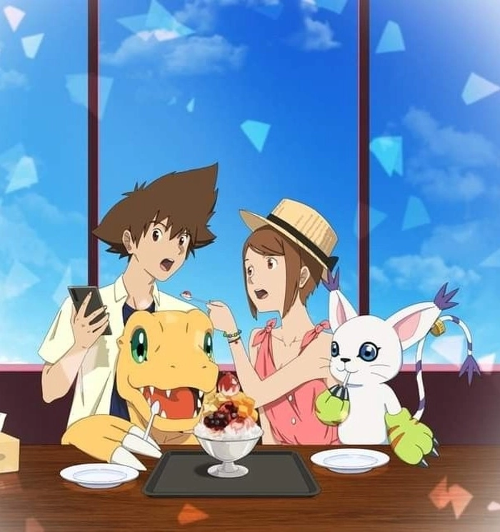 Hình Taichi va Hikari anime ngọt ngào