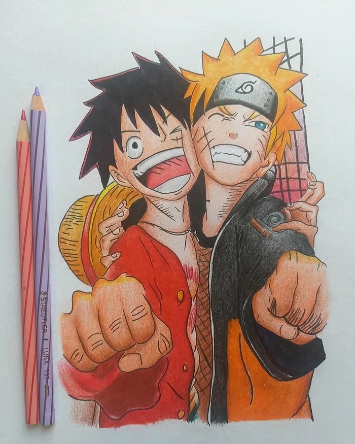 Hình anime Naruto x Luffy