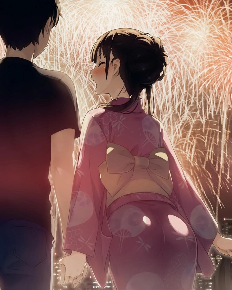 Hình anime nu kimono dễ thương