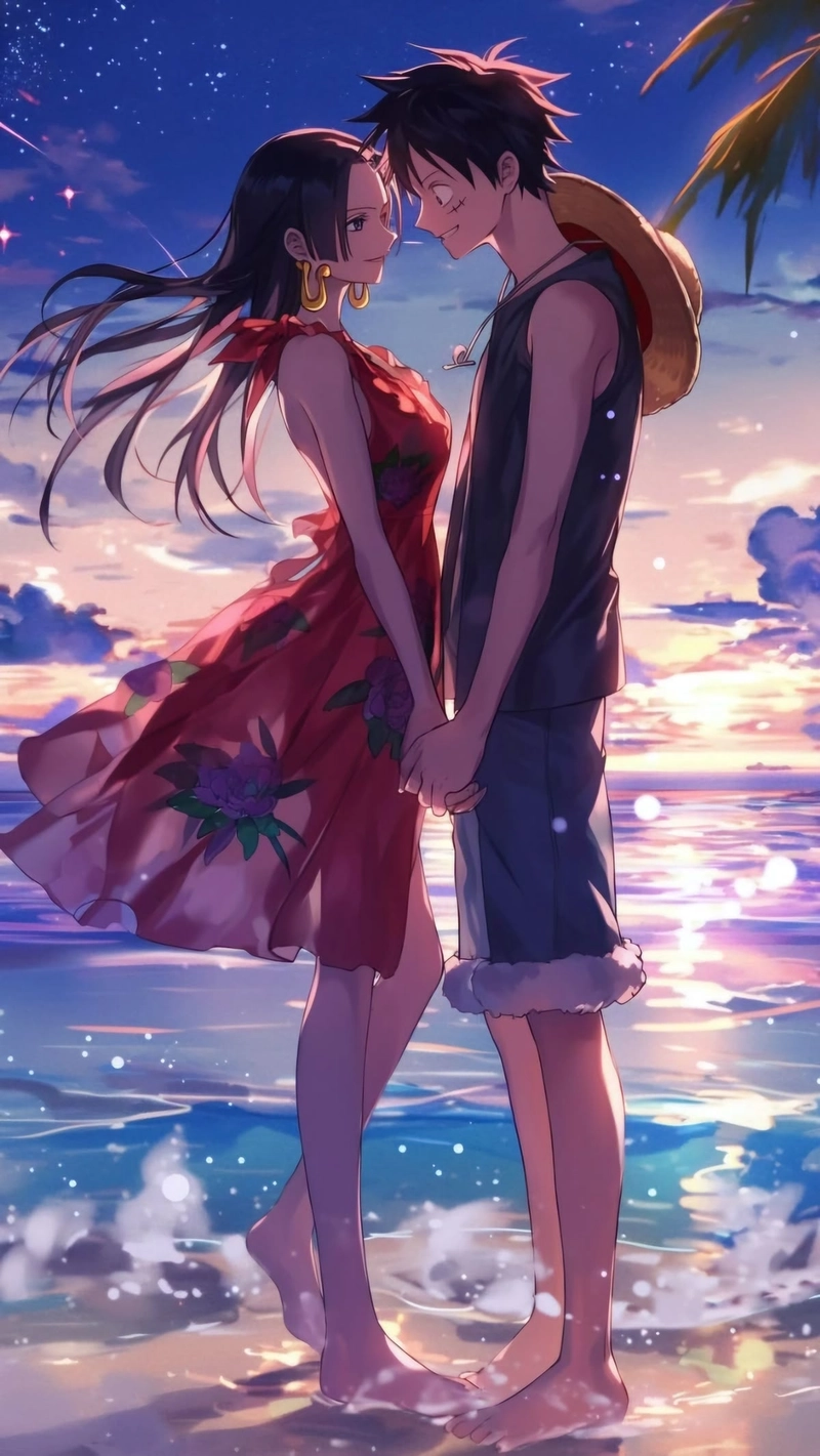 Luffy va Boa Hancock tinh cam dễ thương