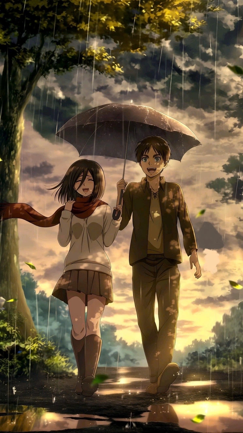 Mikasa va Eren anime đáng yêu