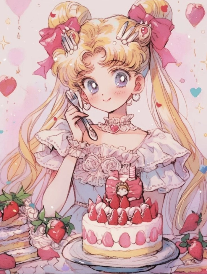 anh usagi an banh kem