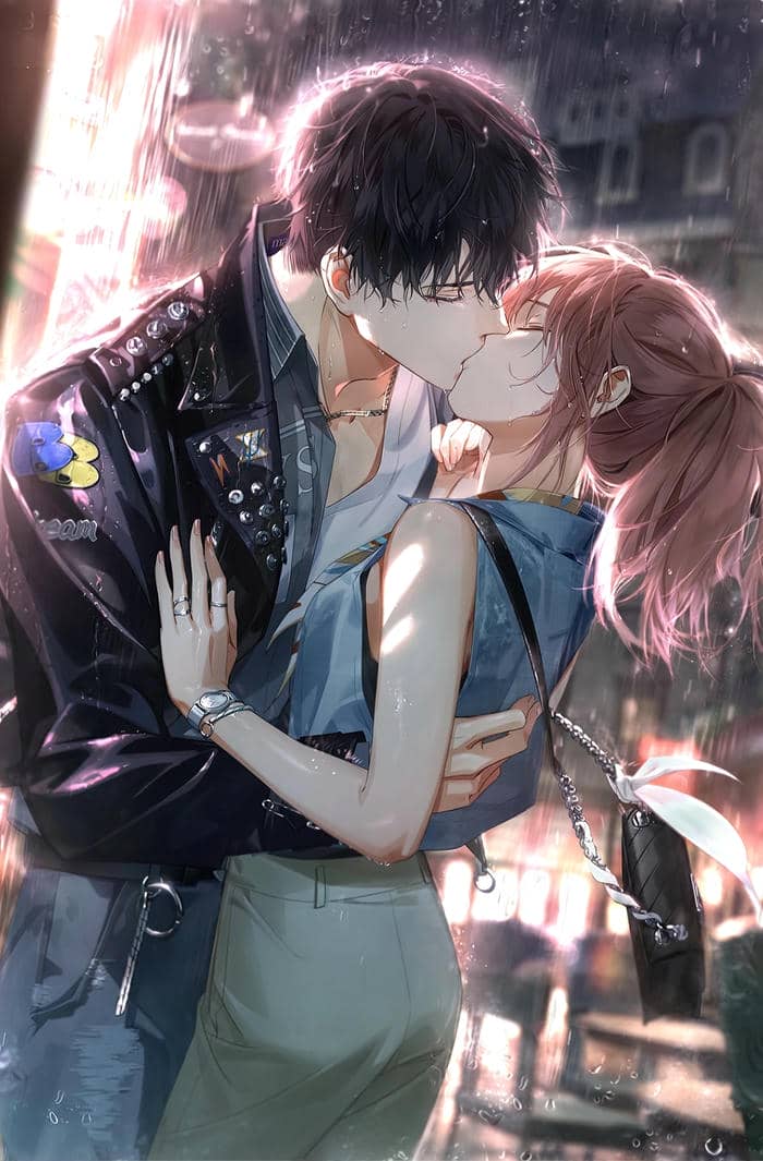 hình anime couple hôn nhau dễ thương